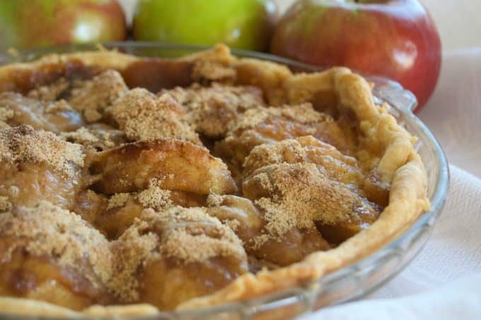 This Apple Cream Pie is a super easy and very delicious apple pie. Covered in cinnamon sugar and some heavy cream, it's sure to bring smiles all year round.