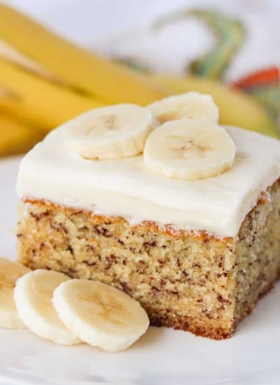Banana Cake with Cream Cheese Frosting.