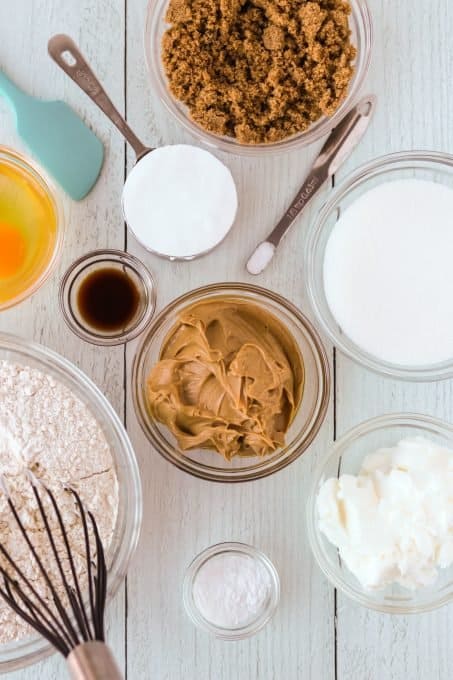 Ingredients for peanut butter cookies.