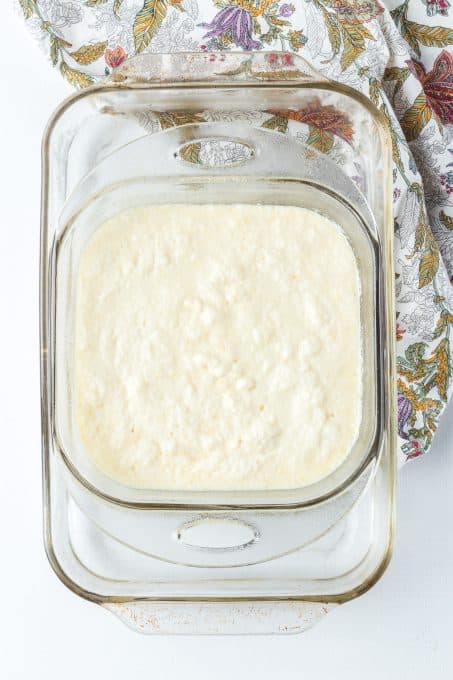 Cake with Lemon Pudding ready for the oven.