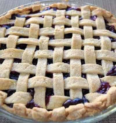Fresh blueberries in a homemade lattice crust make this pie delicious!