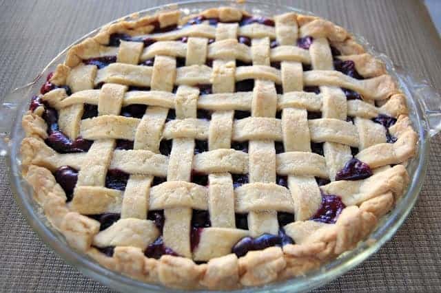 Fresh blueberries in a homemade lattice crust make this pie delicious!