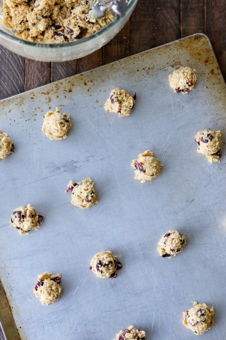 Balls of oatmeal cookie dough.