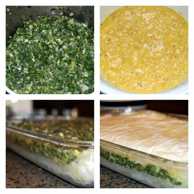 Spinach, onion, herbed Feta cheese in between layers of Phyllo dough create an easy and delicious Spanakopita that makes plenty to serve everyone. 