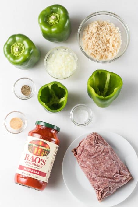 Ingredients for Stuffed Green Peppers.