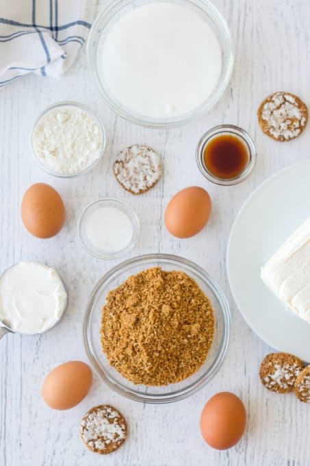 Ingredients for a cinnamon cheesecake.