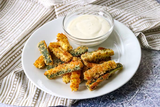 Parmesan Zucchini Sticks on a plate.