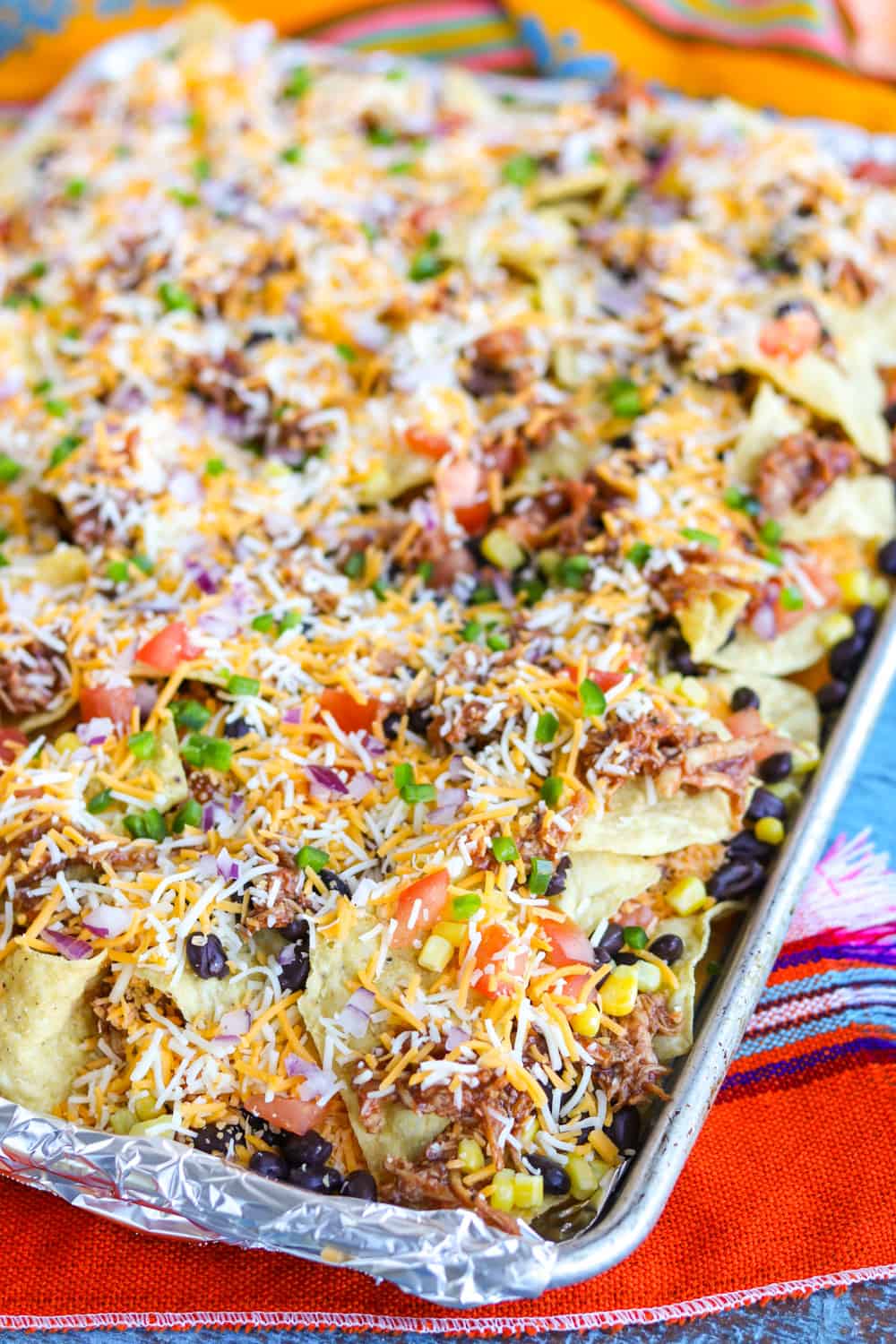 Oven ready nachos with all the fixins!