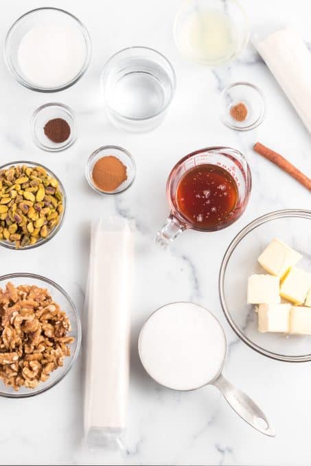 Ingredients for Baklava.