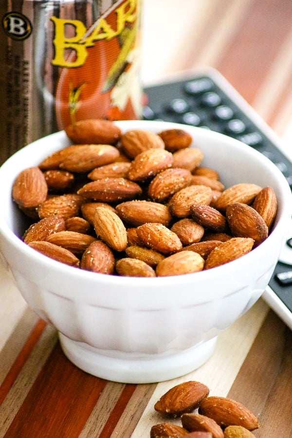 Bowl of Baked Spiced Almonds.