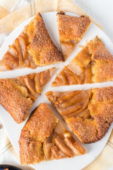 Pears coated in cinnamon sugar in a galette crust.