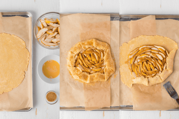 Process photos to make a Cinnamon Pear Galette.