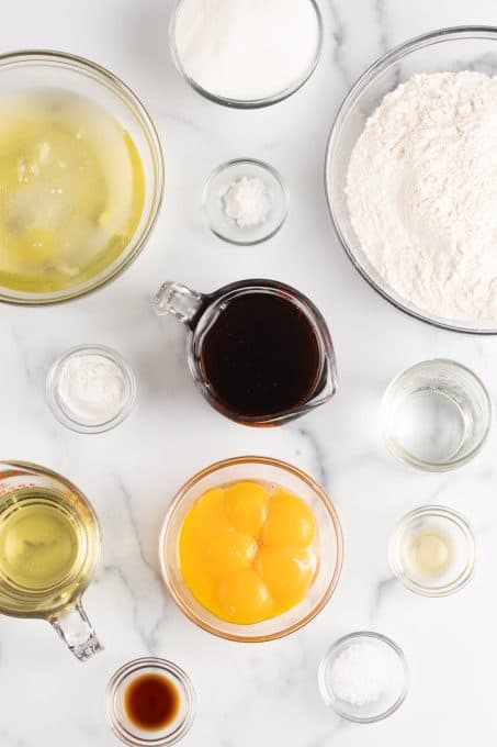 Ingredients for a Maple Chiffon Cake.