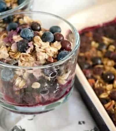 This Baked Blueberry Oatmeal with oats, pecans, cinnamon, milk, honey and blueberries is the perfect for a chilly winter's day. Don't go stovetop, bake it!