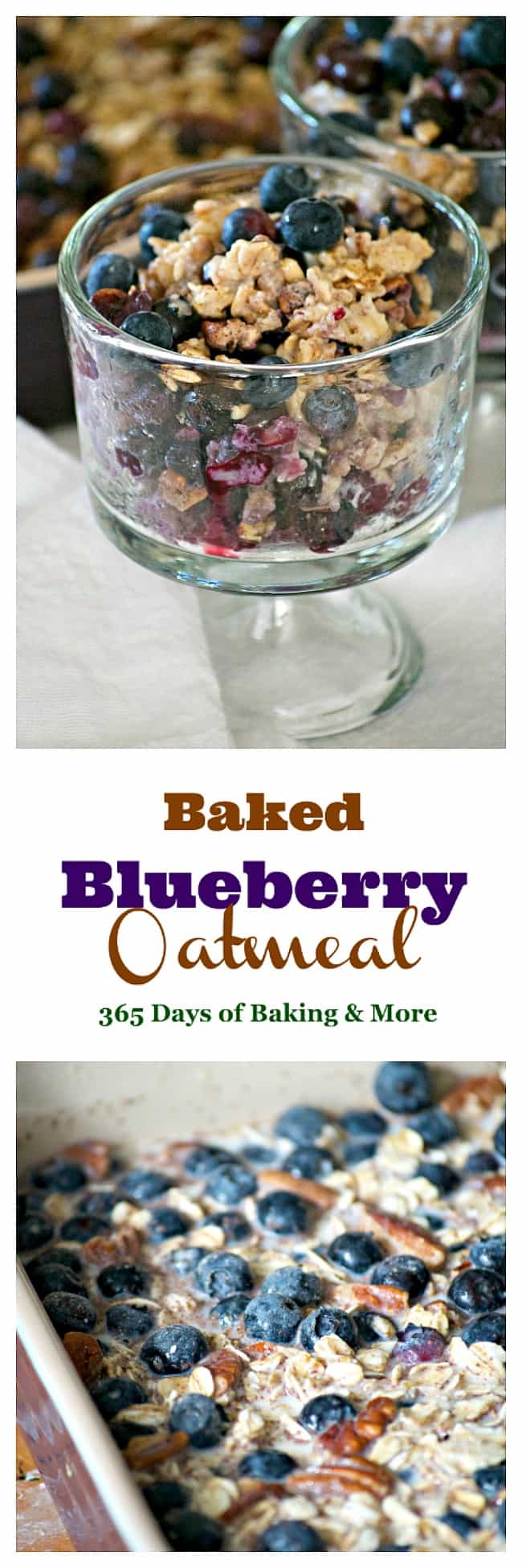 This Baked Blueberry Oatmeal with oats, pecans, cinnamon, milk, honey and blueberries is the perfect for a chilly winter's day. Don't go stovetop, bake it!
