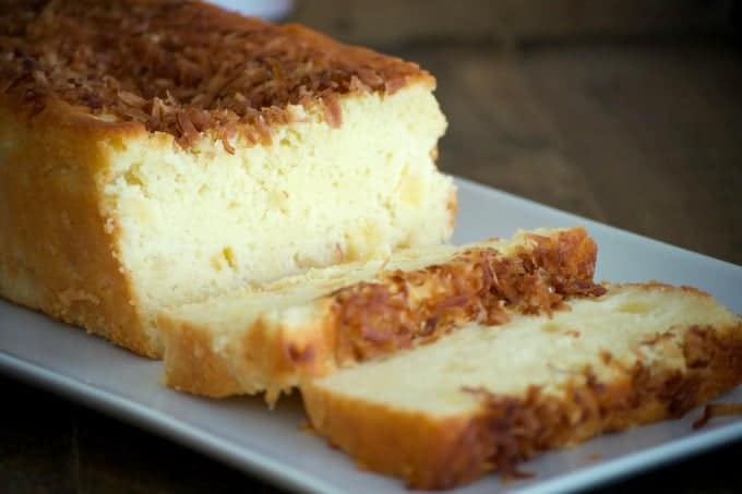 This Pineapple Bread is a great treat in the morning with your cup of coffee and the toasted coconut on the top helps you feel like you're in the tropics!