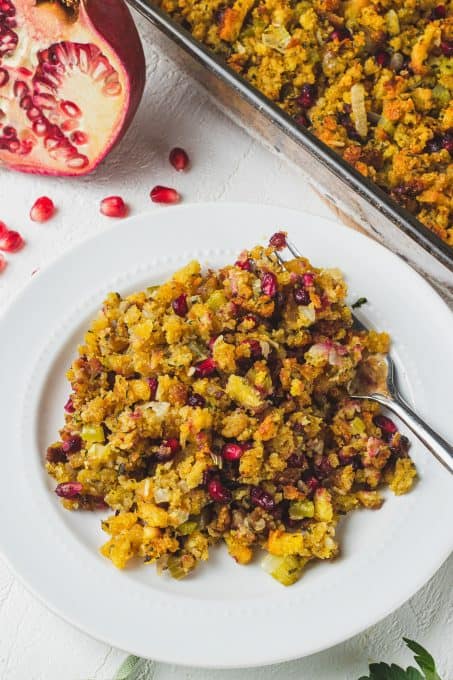 A plate full of pomegranate dressing.