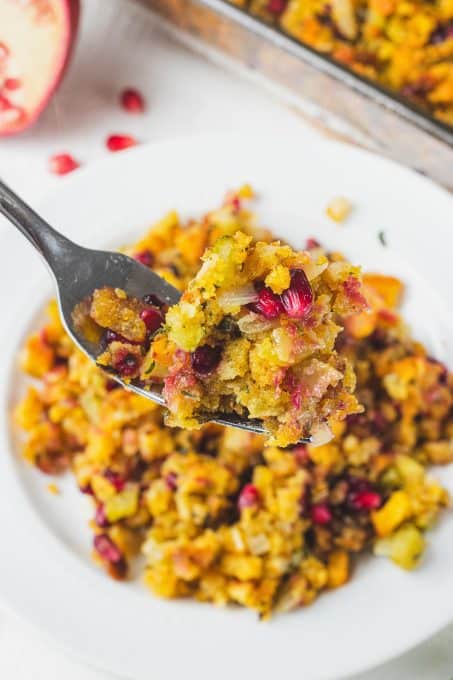 A forkful of Thanksgiving dressing