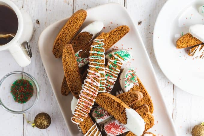 A plate of holiday biscotti