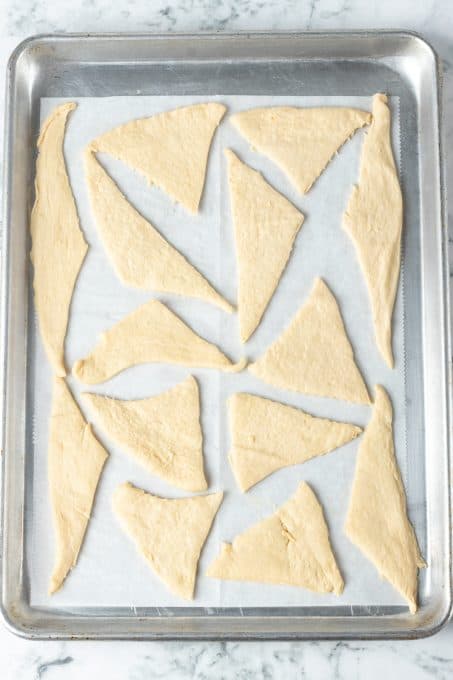 Cut Crescent rolls for pocket recipe.