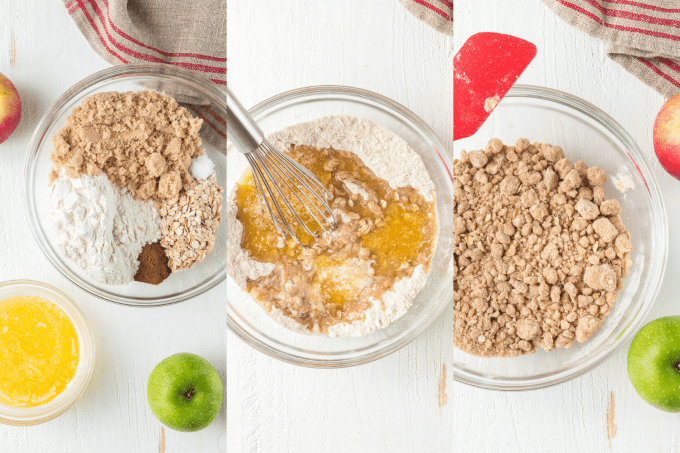 Process steps for making the crumble for Apple Crisp.