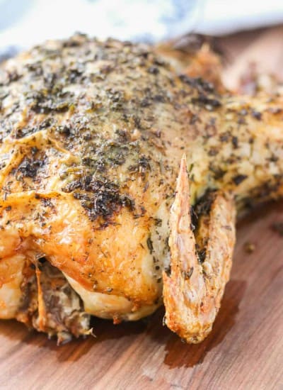 Roast chicken with herbs and lemon.