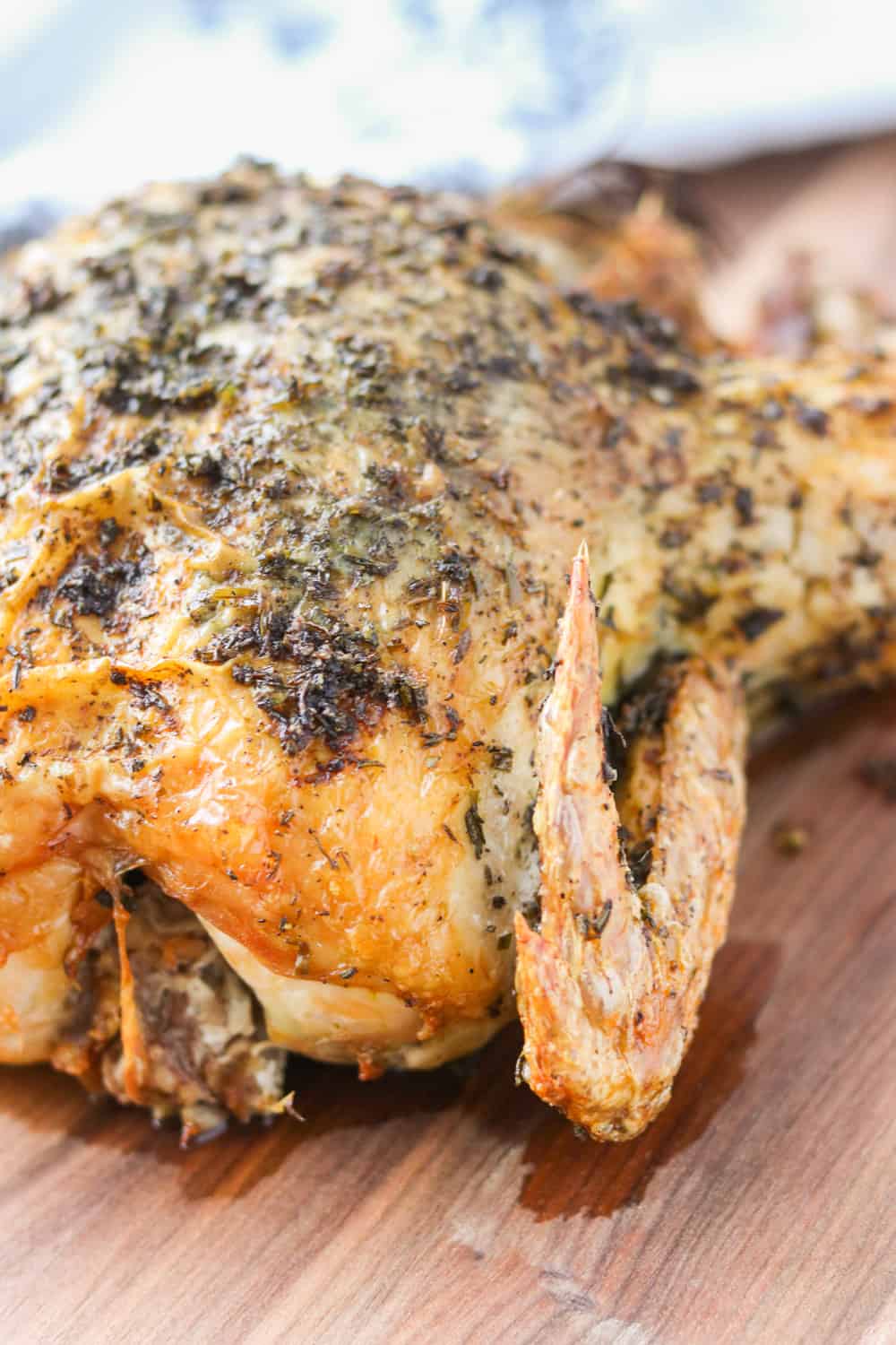 Roast chicken with herbs and lemon.