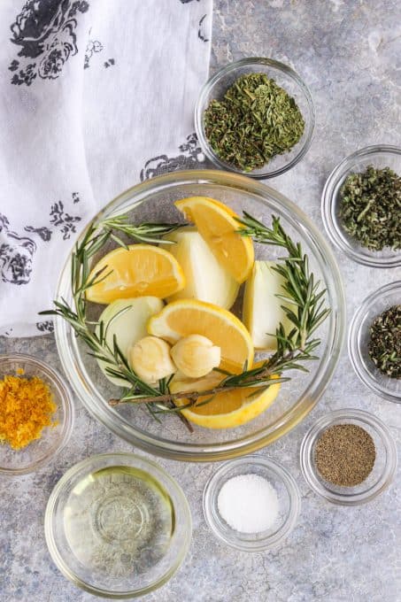 Ingredients to roast a chicken.