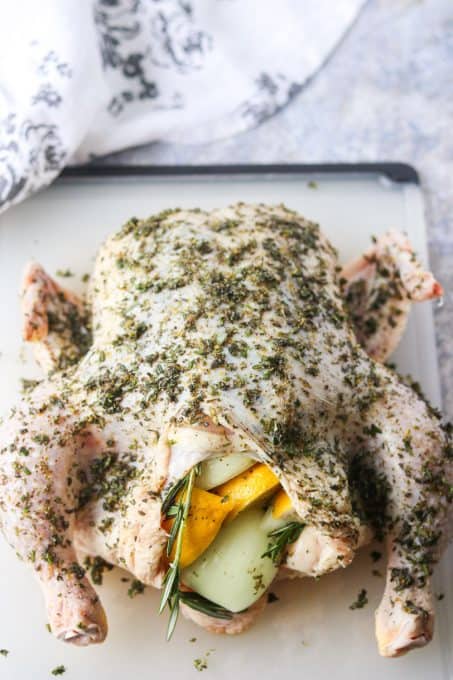 Chicken with an herb rub.
