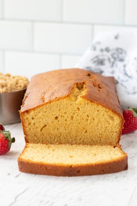 Sliced pound cake.