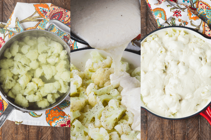 Some process steps for Cauliflower gratin.