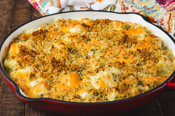 Baked cheesy cauliflower.