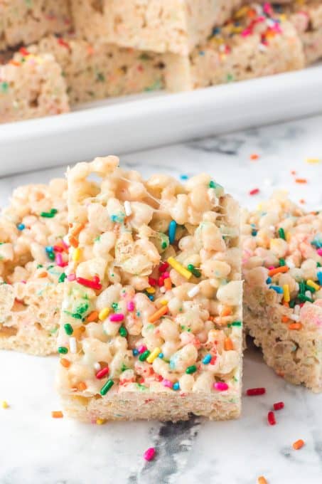 Rice Kripsie Treats with Funfetti cake mix.