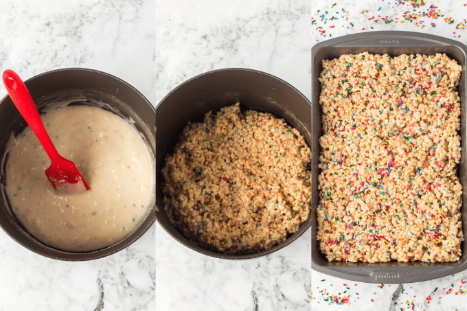 Cake Batter Rice Krispies Treats Process Photos