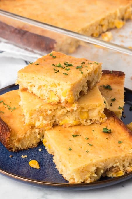 Spoon bread made with corn.