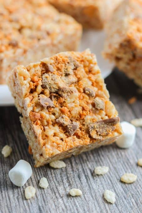 A Rice Krispies Treat with Butterfinger candy bars.
