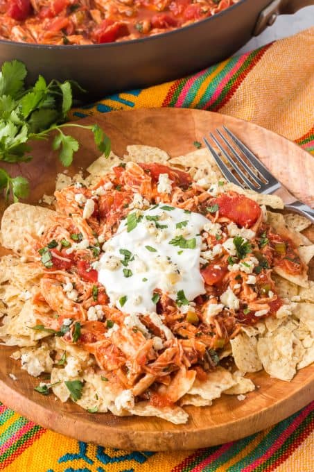An easy weeknight dinner of chicken, tortilla chips, salsa and more.