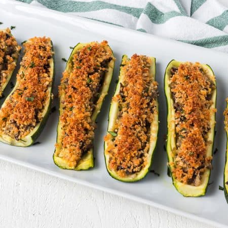 Mushroom and Onion Stuffed Zucchini