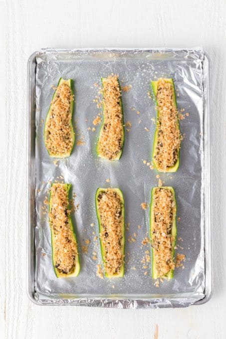 Stuffed Zucchini ready for the oven