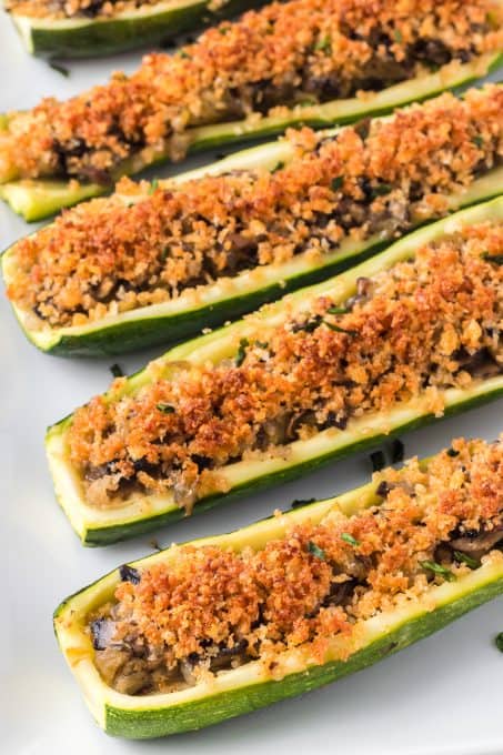 Mushroom and Onion Stuffed Zucchini