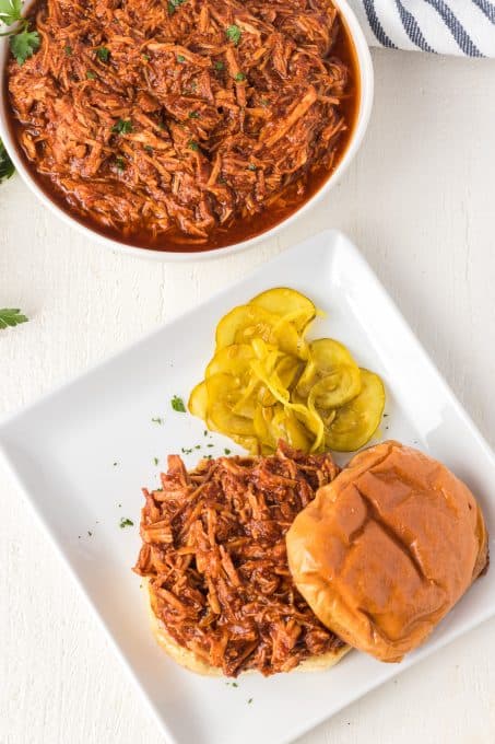 Crockpot chicken sandwich.