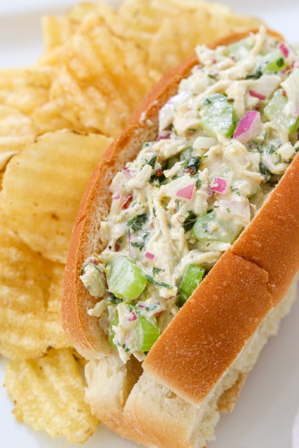 Easy Chicken Salad in a roll.