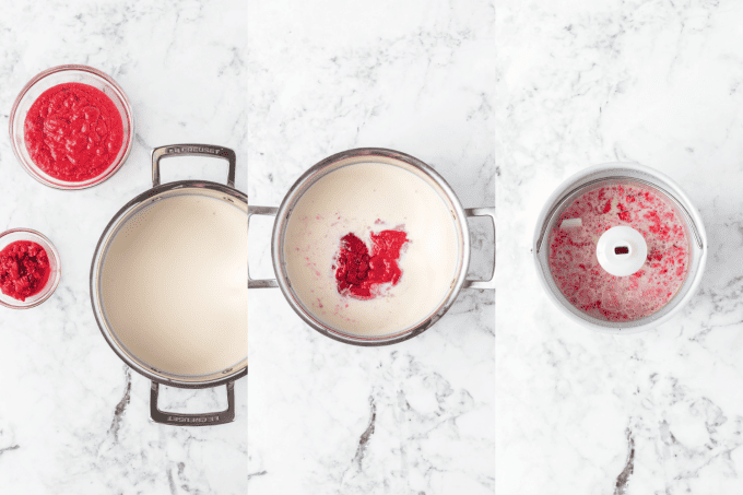 Roasted Strawberry Ice Cream process shots.