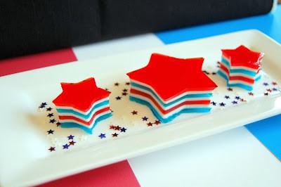 4th of July Jello Stars - layers of red, white and blue gelatin make up this colorful, and fun dessert to serve at all the Patriotic holidays!