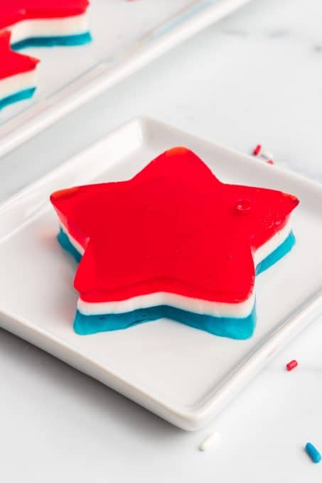 A star made of red, white, and blue jello.