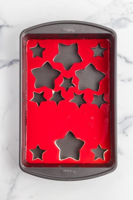 Stars cut out of three layers or jello.