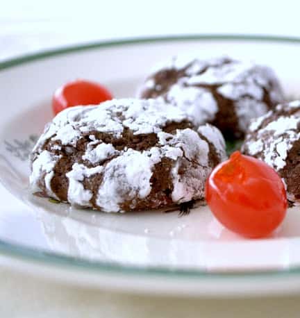 The Chocolate Crinkle cookie that we all love so much with cherries!