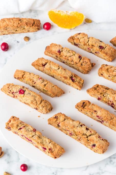 Cranberry Orange Italian cookies known as biscotti.