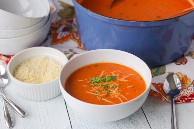 A bowl of homemade soup.