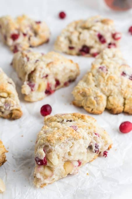 Macadamia Scones with fresh cranberries.